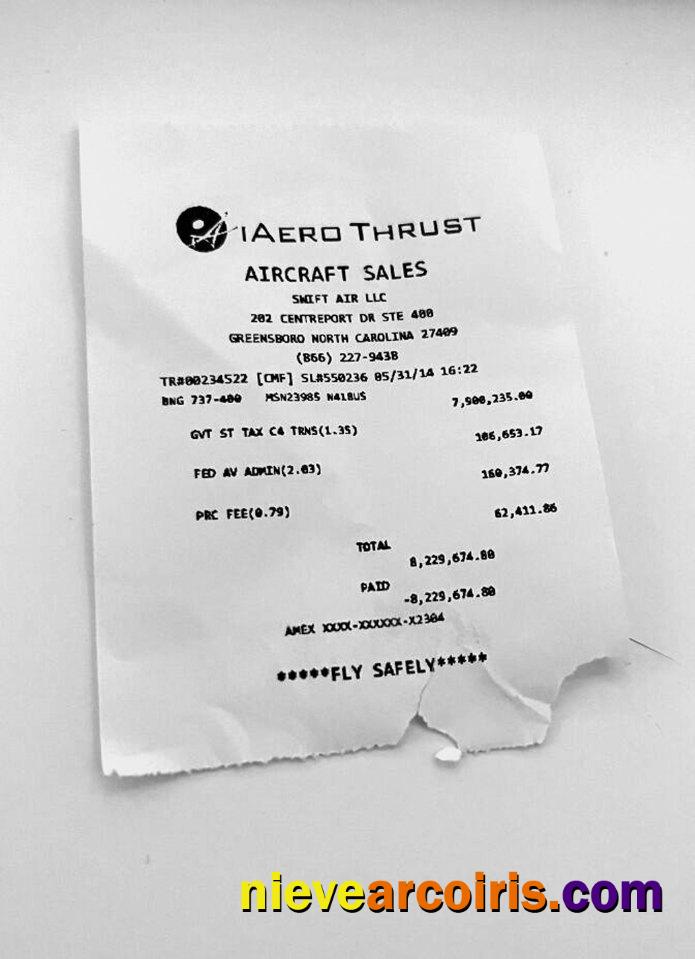 USA Aerothrust Holdings payment receipt